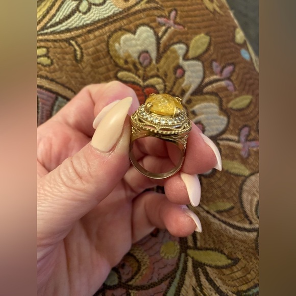 Ctirine filigree sterling silver  ring w/ cubic zirconia stones 💛 - Picture 7 of 8